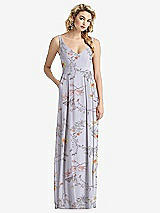 Front View Thumbnail - Butterfly Botanica Silver Dove Sleeveless Pleated Skirt Maxi Dress with Pockets