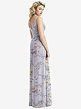 Rear View Thumbnail - Butterfly Botanica Silver Dove Sleeveless Pleated Skirt Maxi Dress with Pockets