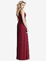 Rear View Thumbnail - Burgundy Sleeveless Pleated Skirt Maxi Dress with Pockets
