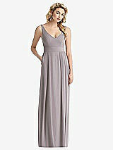 Front View Thumbnail - Cashmere Gray Sleeveless Pleated Skirt Maxi Dress with Pockets