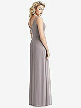 Rear View Thumbnail - Cashmere Gray Sleeveless Pleated Skirt Maxi Dress with Pockets