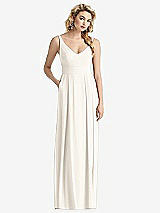 Front View Thumbnail - Ivory Sleeveless Pleated Skirt Maxi Dress with Pockets