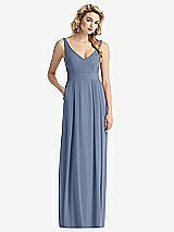 Front View Thumbnail - Larkspur Blue Sleeveless Pleated Skirt Maxi Dress with Pockets