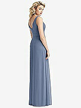 Rear View Thumbnail - Larkspur Blue Sleeveless Pleated Skirt Maxi Dress with Pockets
