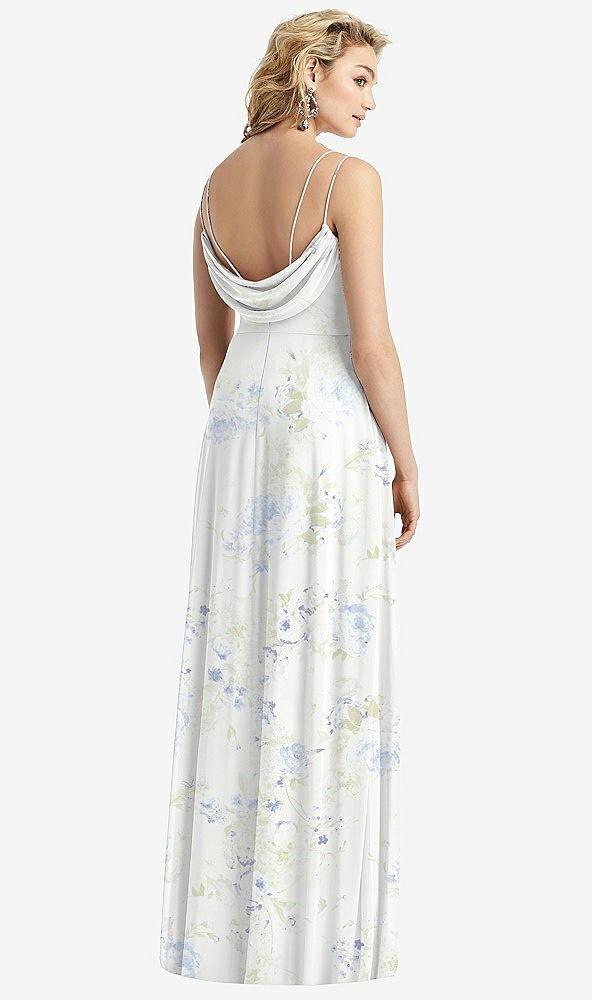 Front View - Bleu Garden Cowl-Back Double Strap Maxi Dress with Side Slit