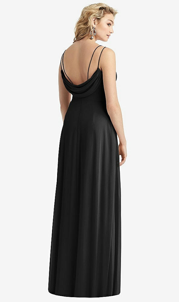 Front View - Black Cowl-Back Double Strap Maxi Dress with Side Slit