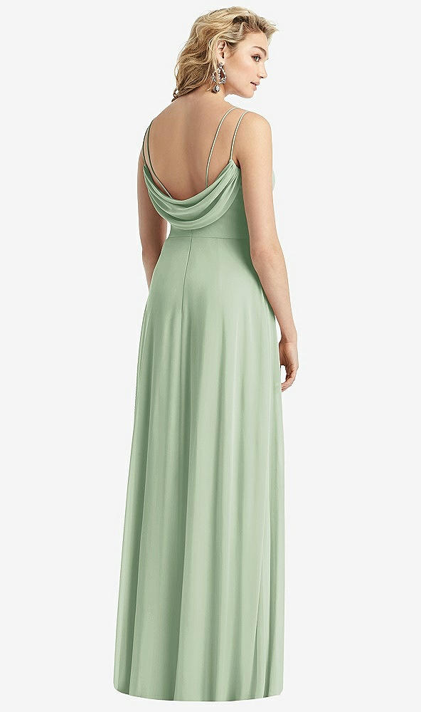 Front View - Celadon Cowl-Back Double Strap Maxi Dress with Side Slit