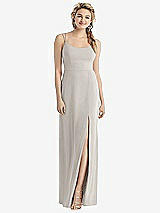 Rear View Thumbnail - Oyster Cowl-Back Double Strap Maxi Dress with Side Slit