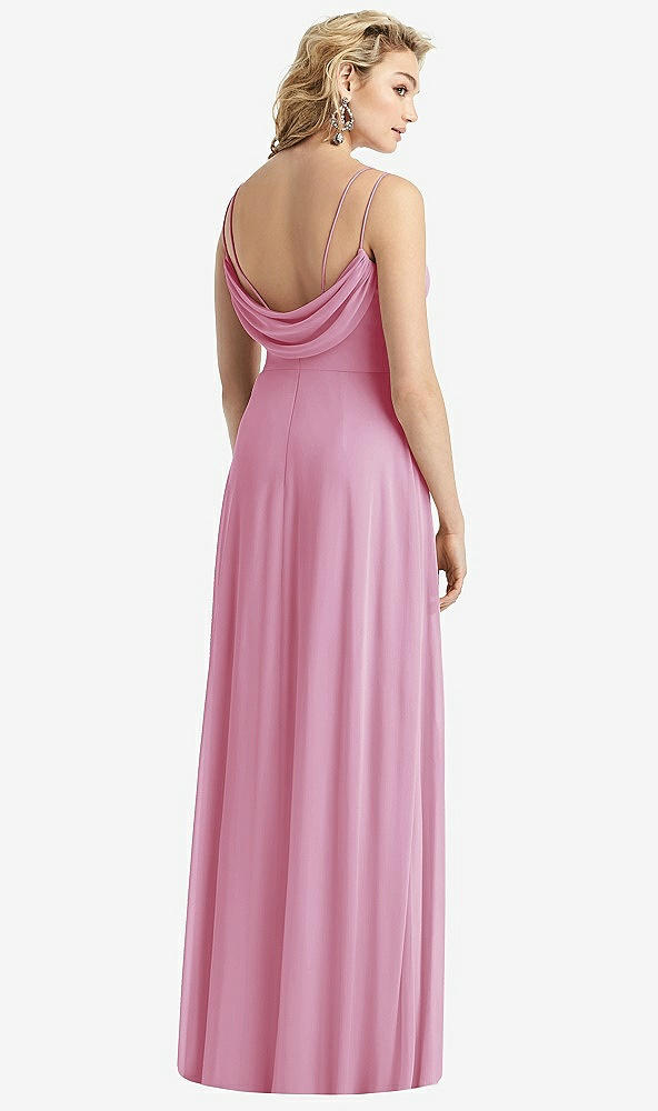 Front View - Powder Pink Cowl-Back Double Strap Maxi Dress with Side Slit