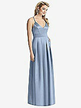 Front View Thumbnail - Cloudy Pleated Skirt Satin Maxi Dress with Pockets