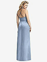 Rear View Thumbnail - Cloudy Pleated Skirt Satin Maxi Dress with Pockets