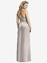Rear View Thumbnail - Taupe Pleated Skirt Satin Maxi Dress with Pockets