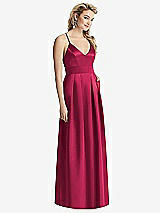 Front View Thumbnail - Valentine Pleated Skirt Satin Maxi Dress with Pockets