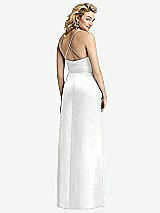 Rear View Thumbnail - White Pleated Skirt Satin Maxi Dress with Pockets