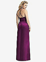 Rear View Thumbnail - Wild Berry Pleated Skirt Satin Maxi Dress with Pockets