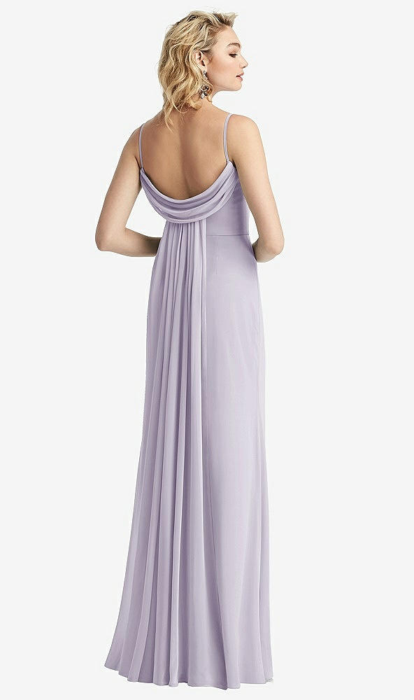 Front View - Moondance Shirred Sash Cowl-Back Chiffon Trumpet Gown