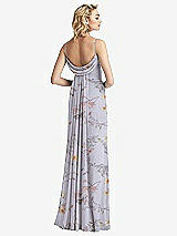 Front View Thumbnail - Butterfly Botanica Silver Dove Shirred Sash Cowl-Back Chiffon Trumpet Gown