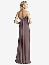 Front View Thumbnail - French Truffle Shirred Sash Cowl-Back Chiffon Trumpet Gown