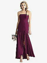 Front View Thumbnail - Ruby Strapless Sheer Crepe High-Low Dress