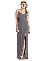 Front View Thumbnail - Stormy Silver Shimmer Side Slit Cowl-Back Gown