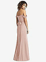 Rear View Thumbnail - Toasted Sugar Off-the-Shoulder Criss Cross Bodice Trumpet Gown