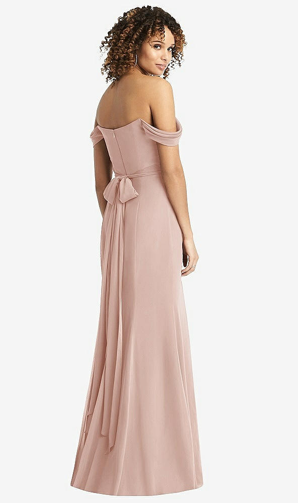 Back View - Toasted Sugar Off-the-Shoulder Criss Cross Bodice Trumpet Gown