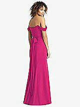 Rear View Thumbnail - Think Pink Off-the-Shoulder Criss Cross Bodice Trumpet Gown