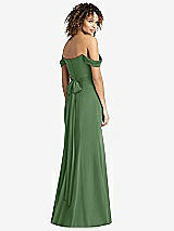 Rear View Thumbnail - Vineyard Green Off-the-Shoulder Criss Cross Bodice Trumpet Gown