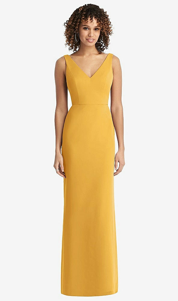 Back View - NYC Yellow Sleeveless Tie Back Chiffon Trumpet Gown