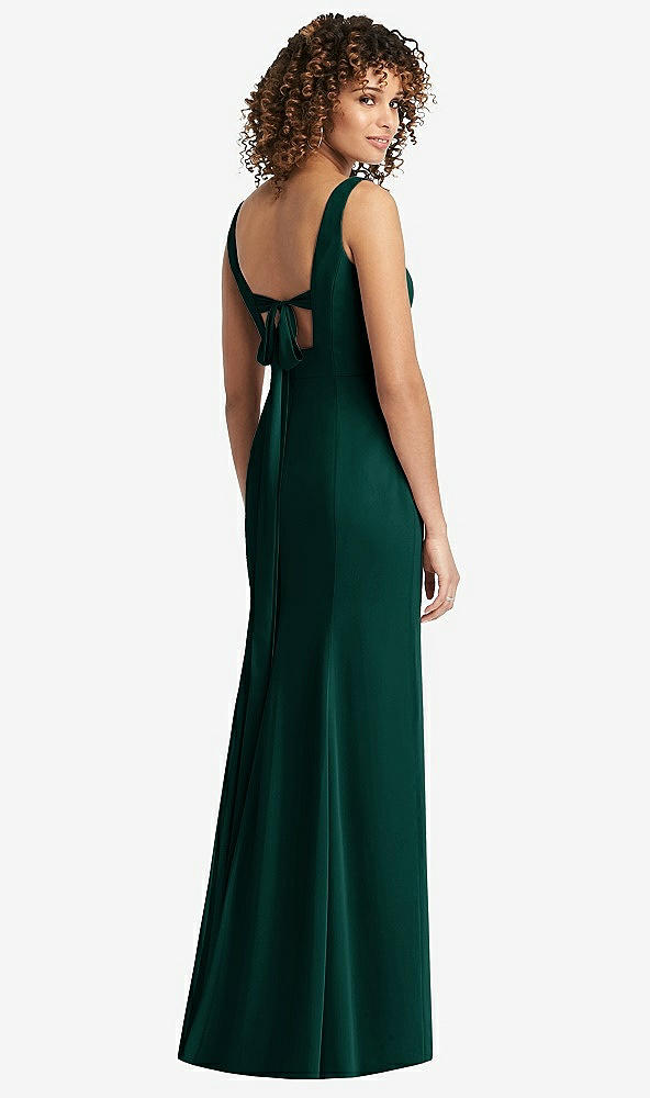 Front View - Evergreen Sleeveless Tie Back Chiffon Trumpet Gown