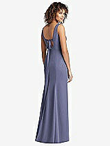 Front View Thumbnail - French Blue Sleeveless Tie Back Chiffon Trumpet Gown