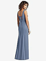 Front View Thumbnail - Larkspur Blue Sleeveless Tie Back Chiffon Trumpet Gown