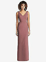 Rear View Thumbnail - Rosewood Sleeveless Tie Back Chiffon Trumpet Gown