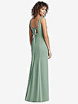 Front View Thumbnail - Seagrass Sleeveless Tie Back Chiffon Trumpet Gown