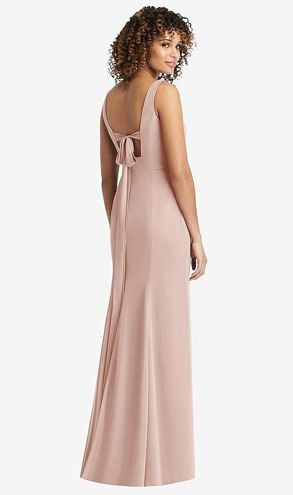 Front View - Toasted Sugar Sleeveless Tie Back Chiffon Trumpet Gown