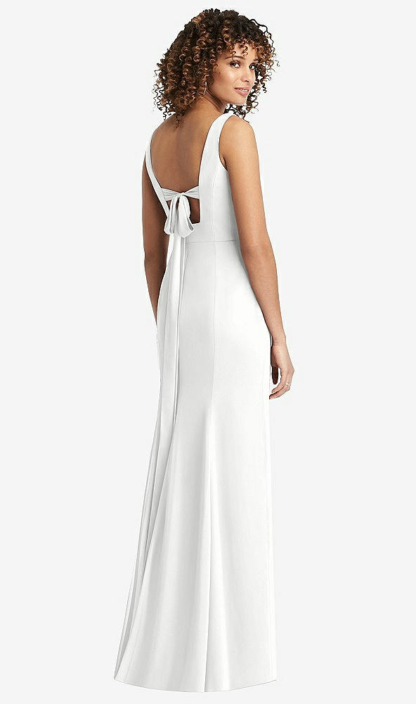 Front View - White Sleeveless Tie Back Chiffon Trumpet Gown
