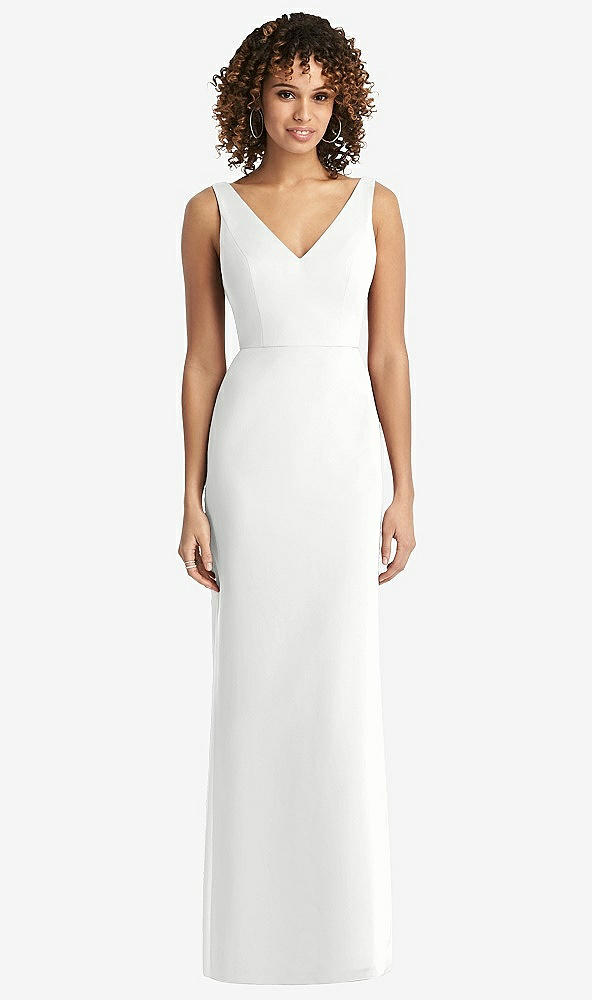 Back View - White Sleeveless Tie Back Chiffon Trumpet Gown