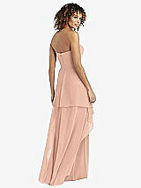 Rear View Thumbnail - Pale Peach Strapless Chiffon Dress with Skirt Overlay