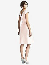 Rear View Thumbnail - Blush Cap Sleeve Pleated Cocktail Dress with Pockets
