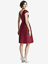 Rear View Thumbnail - Burgundy Cap Sleeve Pleated Cocktail Dress with Pockets