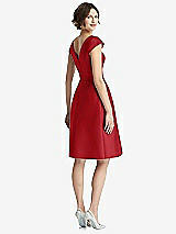 Rear View Thumbnail - Garnet Cap Sleeve Pleated Cocktail Dress with Pockets