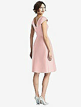 Rear View Thumbnail - Rose - PANTONE Rose Quartz Cap Sleeve Pleated Cocktail Dress with Pockets