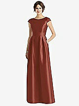 Front View Thumbnail - Auburn Moon Cap Sleeve Pleated Skirt Dress with Pockets