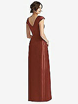 Rear View Thumbnail - Auburn Moon Cap Sleeve Pleated Skirt Dress with Pockets