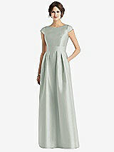 Front View Thumbnail - Willow Green Cap Sleeve Pleated Skirt Dress with Pockets