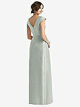 Rear View Thumbnail - Willow Green Cap Sleeve Pleated Skirt Dress with Pockets