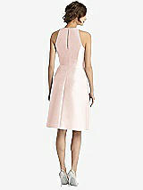 Rear View Thumbnail - Blush High-Neck Satin Cocktail Dress with Pockets