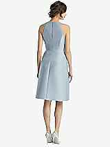 Rear View Thumbnail - Mist High-Neck Satin Cocktail Dress with Pockets