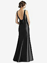 Rear View Thumbnail - Black Sleeveless Satin Trumpet Gown with Bow at Open-Back