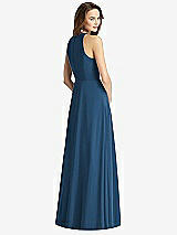 Rear View Thumbnail - Dusk Blue Sleeveless Halter Chiffon Maxi Dress